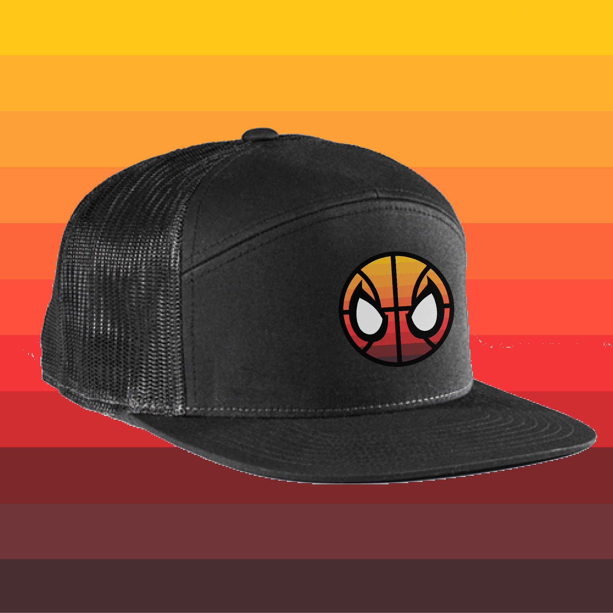 Spida City Edition 7 Panel Patched Trucker Hat (Black)